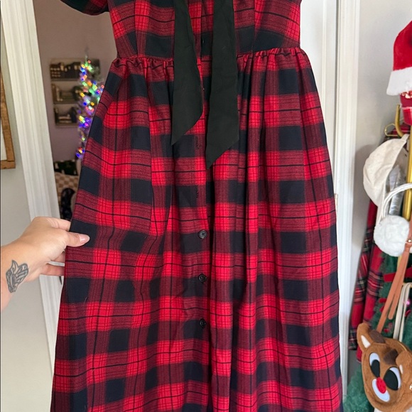 Unique Vintage Red and Black Plaid Dress - Picture 3 of 4